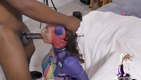 Brunette is training her vagina with her big black cock