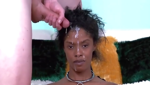 Ebony face fucked with a red head in a homemade facefuck scene