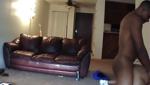 Big ass brunette giving blowjob to her big dick boyfriend