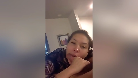 Latina chick has a big cock and deepthroat her ass