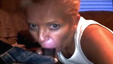 Blonde milf with a big ass gives a deep blowjob to her lover