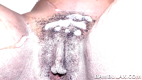 Ebony blonde takes his big black dick inside his pussy