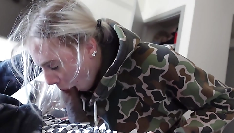 Real blondie is going down deep right from all fours