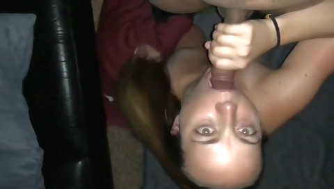 Deepthroat of an interracial lover in a hardcore porn video