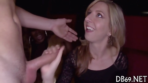 A group of kinky blondies and black sluts deepthroating