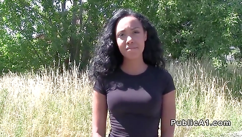 Ebony girl with big ass has a nice view of black cock