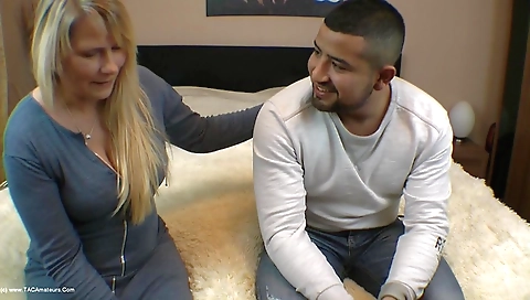 Busty milf in stockings gets banged by her stepson