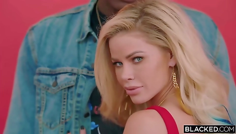 Bright blonde teen gets a big dick inside her mouth