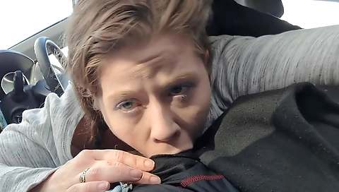 Horny amateur brunette rides her car's big black dick