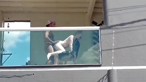 Blonde girl got caught in a funny interracial fuck