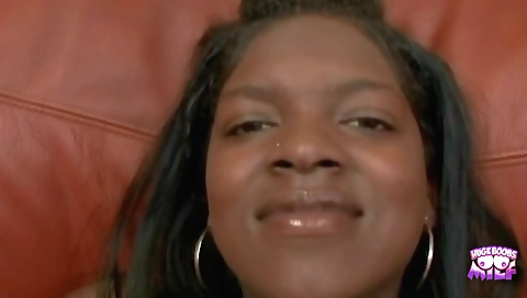 Hot black milf in a white suit gets fucked by a dude