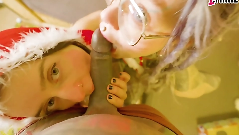 A blonde and a brunette are getting fucked in various poses