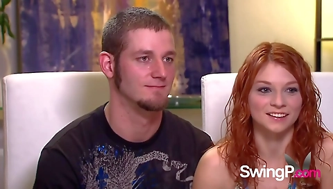 Blonde and brunette girl enjoy a good group sex on stage