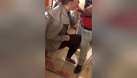 Amateur brunette in black dress gets her face covered with cum