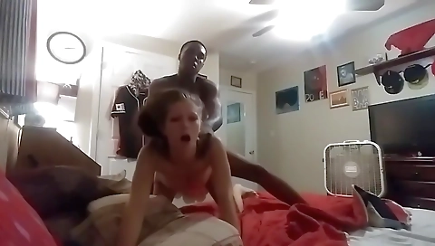 Amateur webcam video featuring a brunette with a big cock