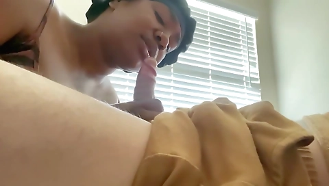 Brunette with huge tits takes a large black dick deep